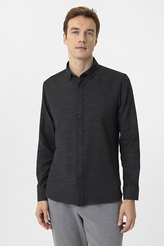 Süvari Slim Fit Düğmeli Yaka Erkek Gömlek 1008400294 Siyah Süvari Slim Fit Düğmeli Yaka Erkek Gömlek 1008400294 Siyah