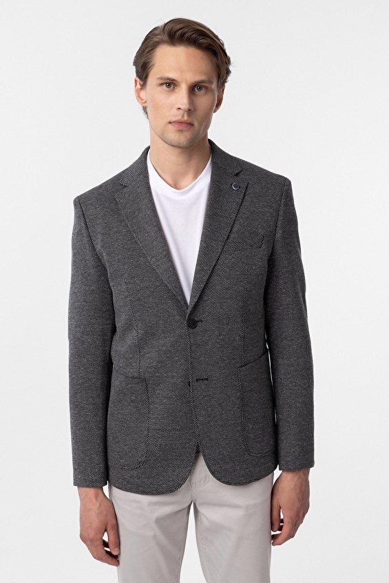 Süvari Mono Yaka Slim Fit Erkek Ceket 2021600393 Siyah Süvari Mono Yaka Slim Fit Erkek Ceket 2021600393 Siyah