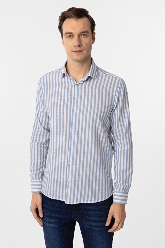 Süvari Slim Fit Klasik Yaka Erkek Gömlek 1008400311 Mavi Süvari Slim Fit Klasik Yaka Erkek Gömlek 1008400311 Mavi