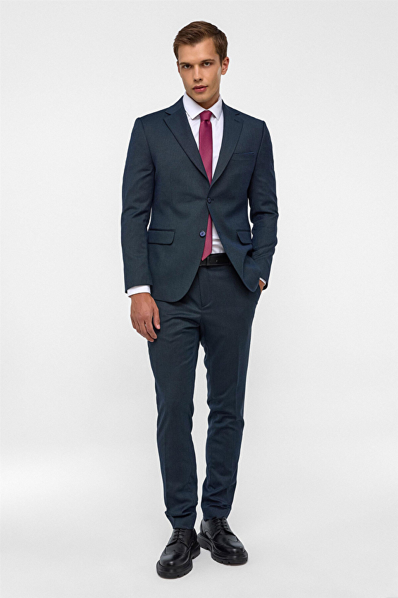 Süvari Mono Yaka Slim Fit Erkek Takım Elbise 1020000324 Lacivert