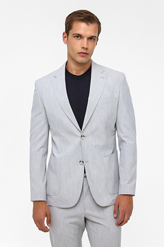 Süvari Mono Yaka Slim Fit Erkek Takım Elbise 1006900366 Gri