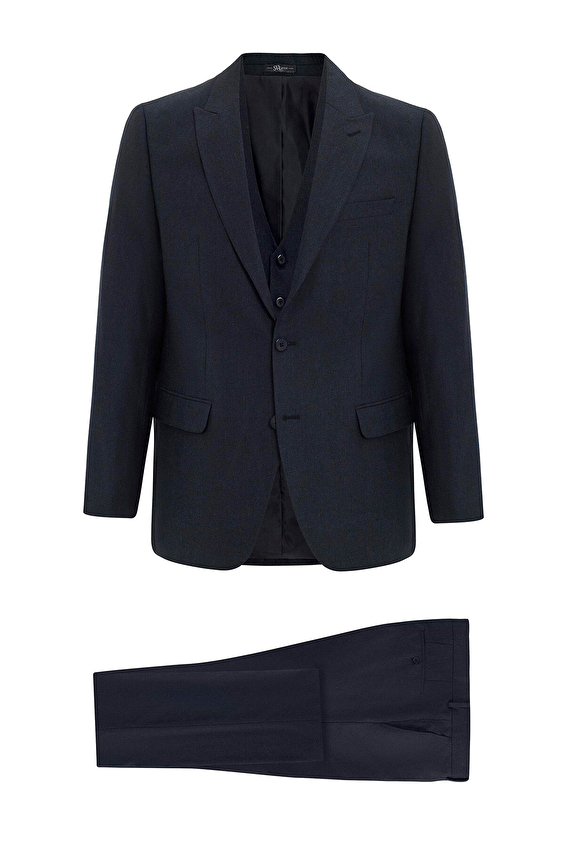 Süvari Regular Fit Sivri Yaka Erkek Takım Elbise 1015000055 Siyah