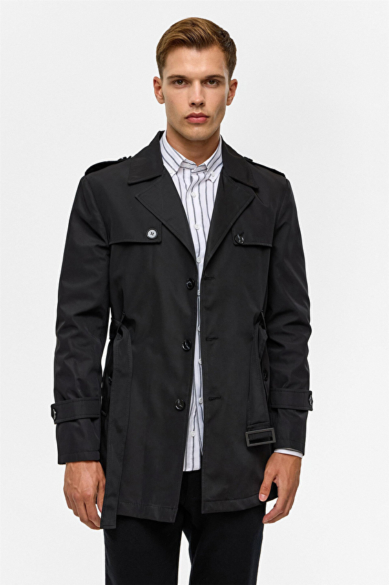 Süvari Slim Fit Erkek Trençkot 2008700520 Siyah Süvari Slim Fit Erkek Trençkot 2008700520 Siyah