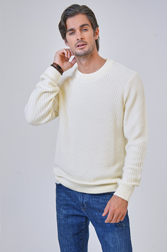 Back&Bond Erkek Triko B33W40021 Beyaz Back&Bond Erkek Triko B33W40021 Beyaz