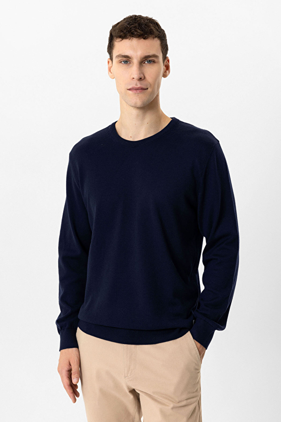 Back&Bond Regular Fit Bisiklet Yaka Straight Fit Uzun Kol Erkek Triko B34W40051 Lacivert Back&Bond Regular Fit Bisiklet Yaka Straight Fit Uzun Kol Erkek Triko B34W40051 Lacivert