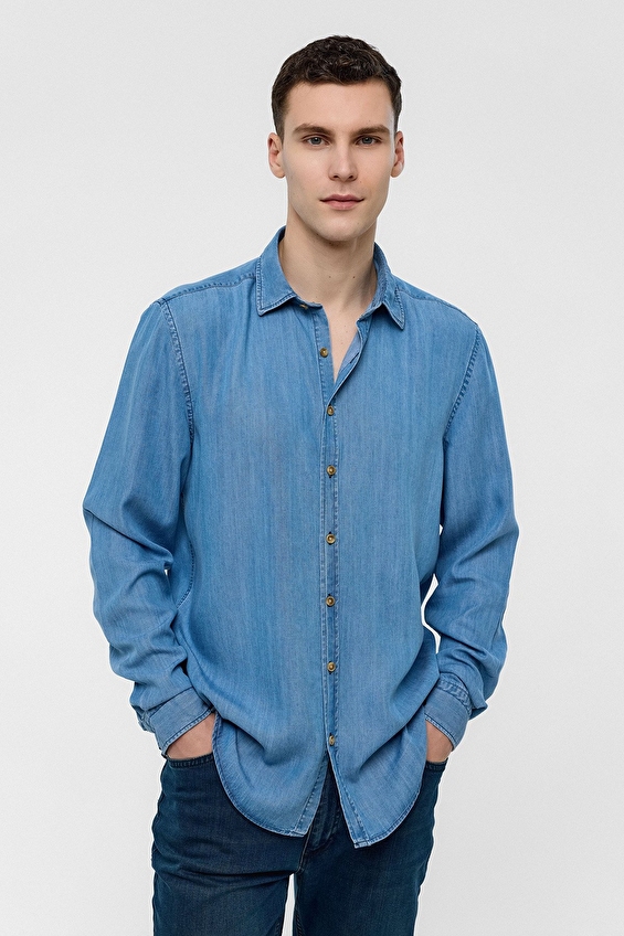 Back&Bond Regular Fit Erkek Gömlek B34S20072 Mavi