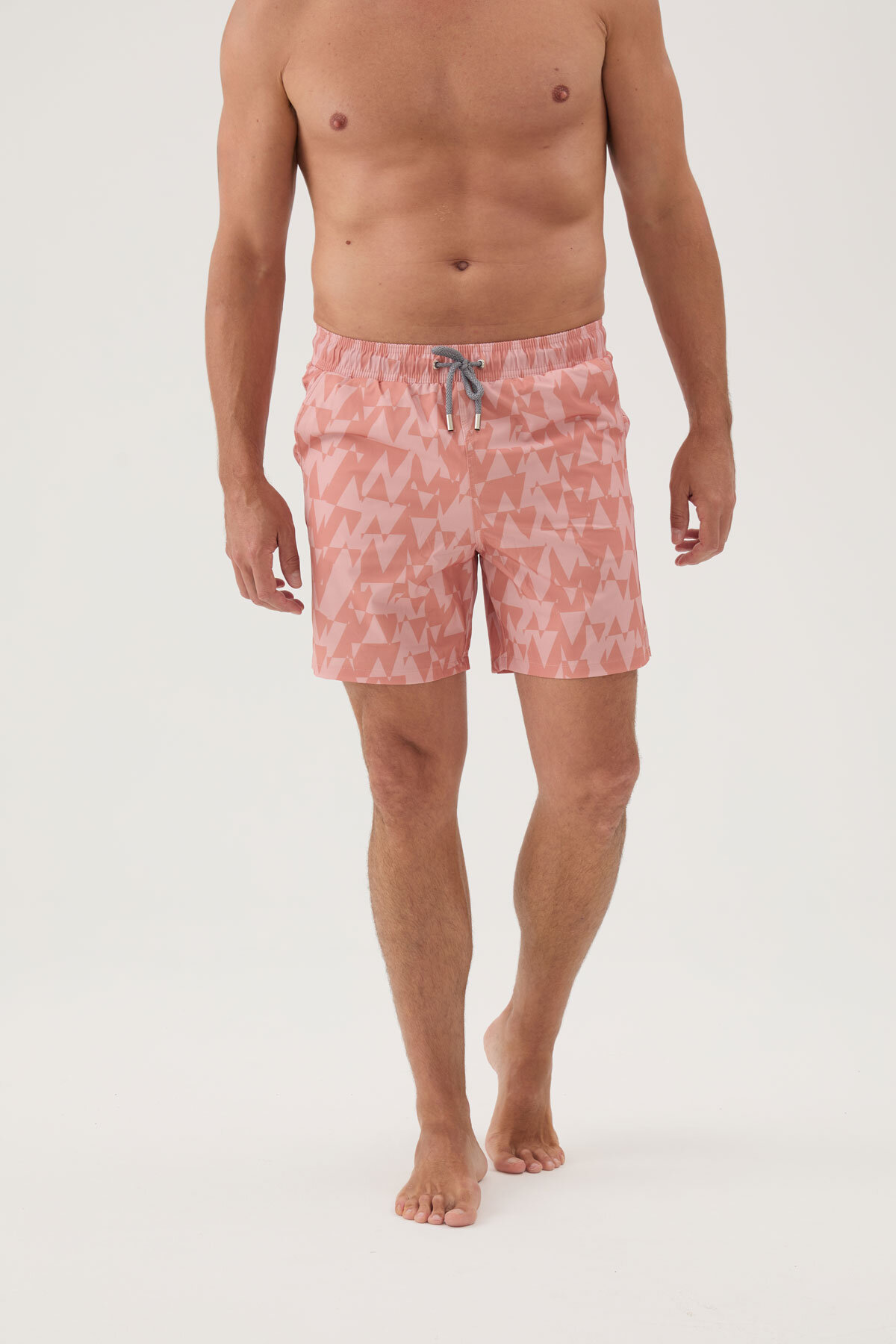 Cottons & Clouds Beli Lastikli Regular Fit Su İtici İp Bağlamalı Erkek İki Yan Cep Detaylı Özellikli Mayo Şort CC0702 Desenli