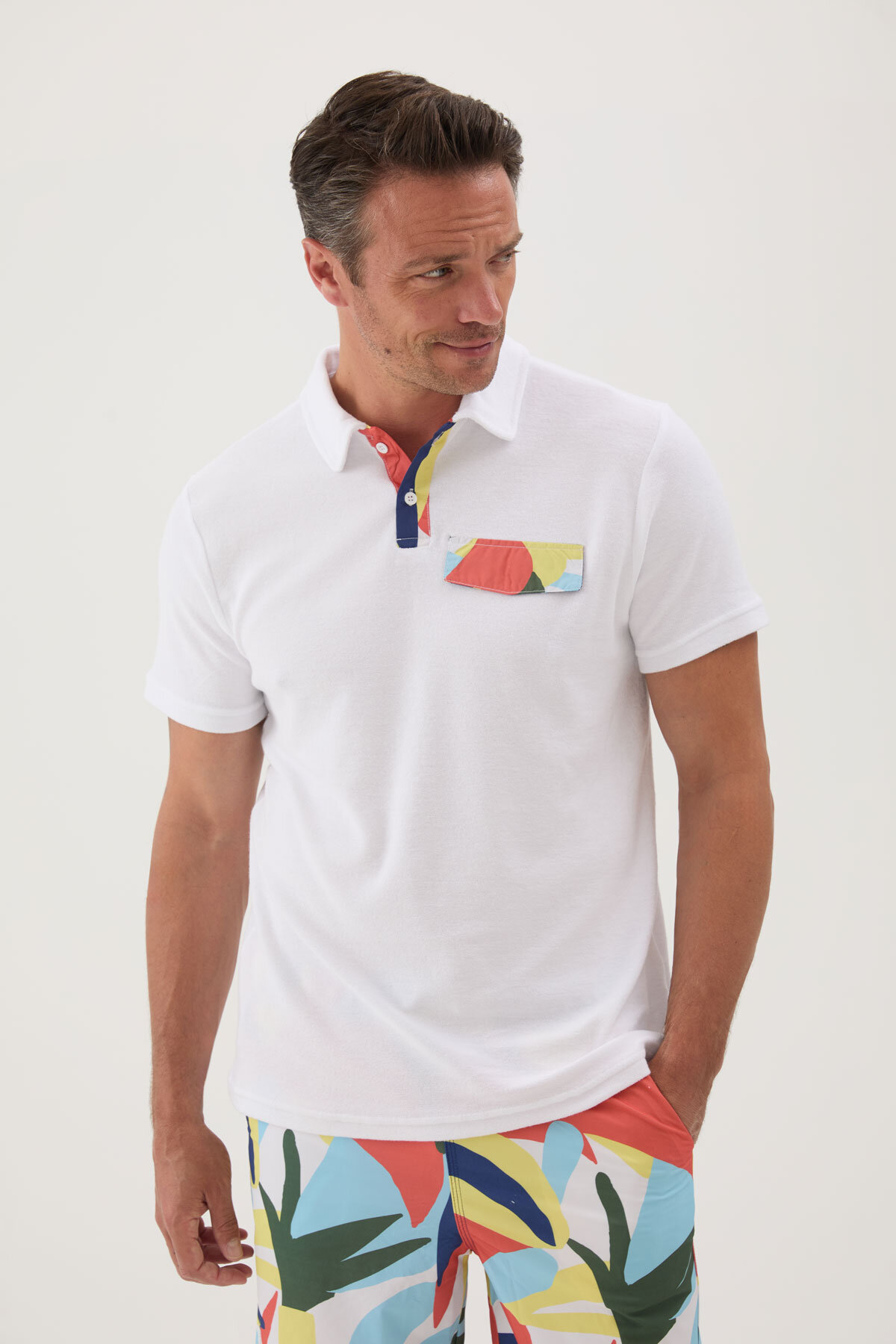 Cottons & Clouds Regular Fit Kısa Kollu Erkek Havlu Tişört CC5001 Beyaz