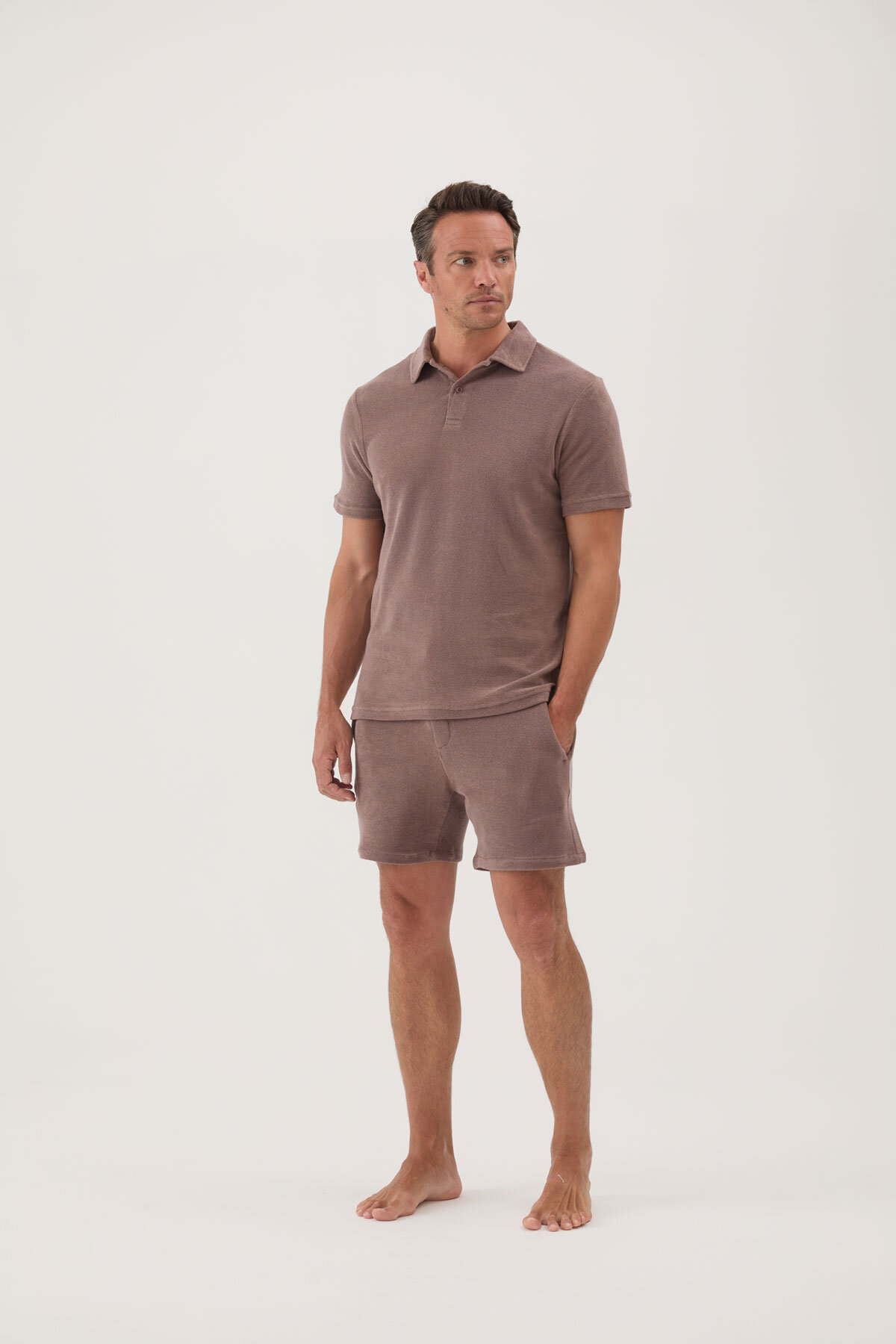 Cottons & Clouds Beli Lastikli Regular Fit Erkek Havlu Şort CC5012 Vizon