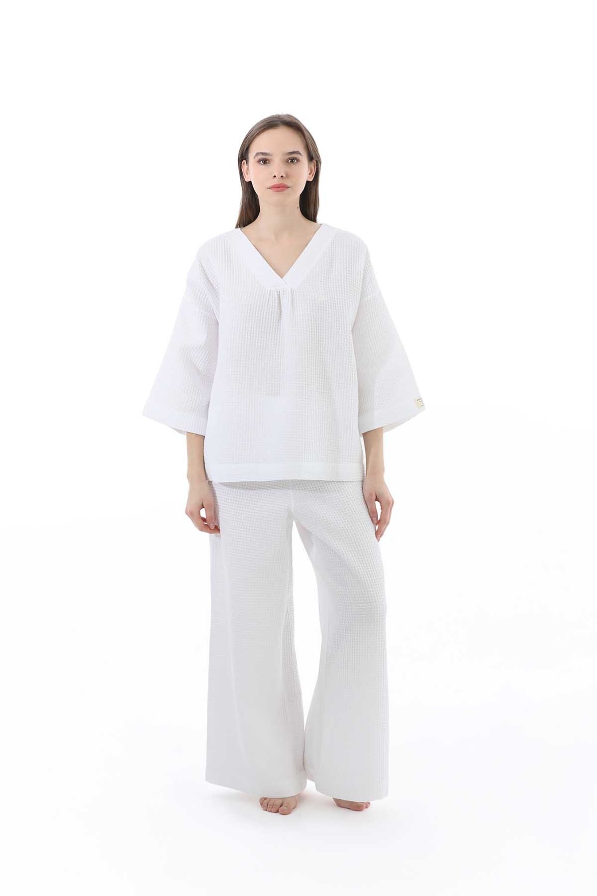 Cottons & Clouds Kadın Pijama Takımı CC7007 Beyaz