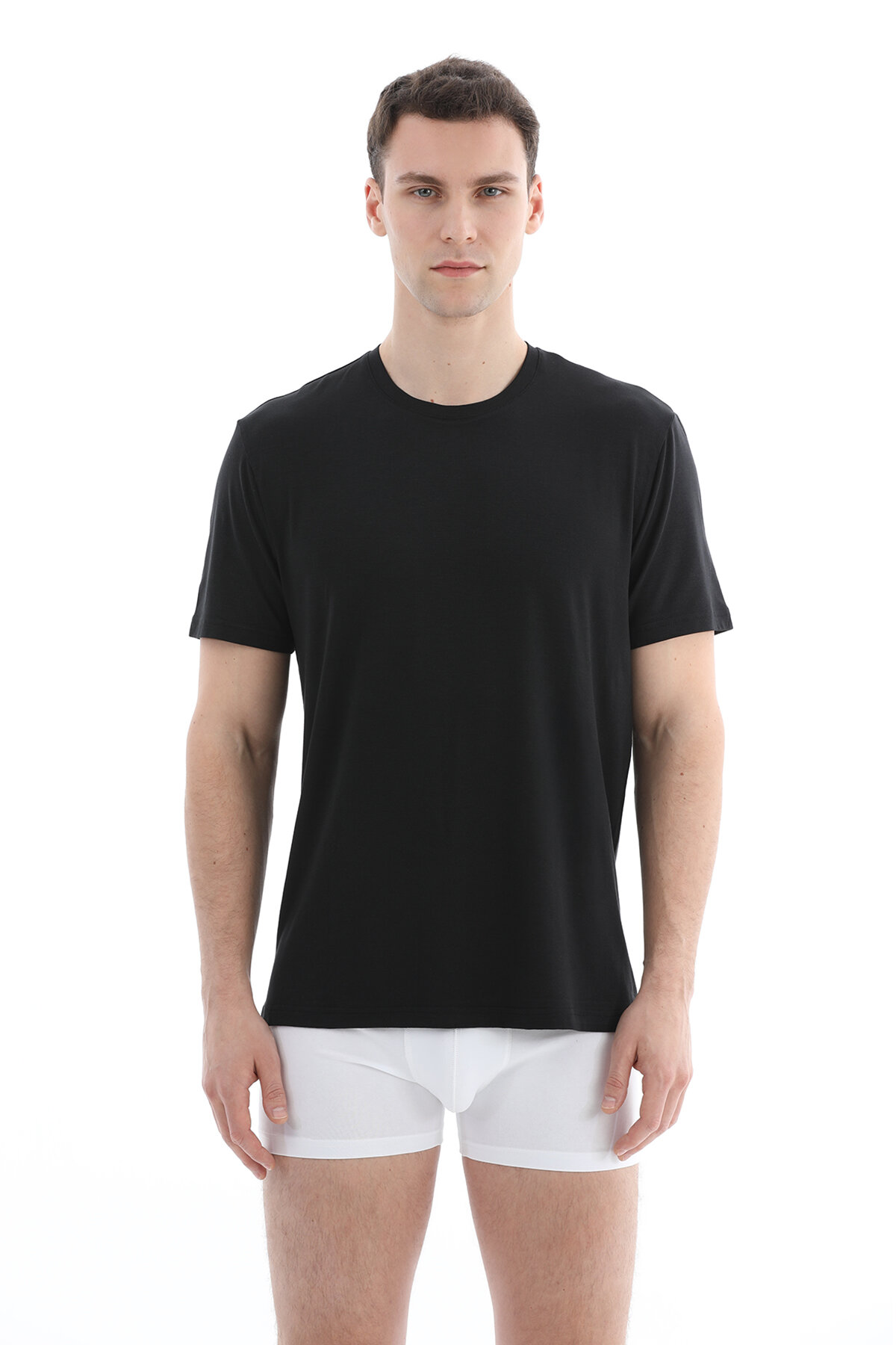 Cottons & Clouds Erkek Tekli Bisiklet Yaka Kısa Kollu Modal Fanila CC9306 Siyah