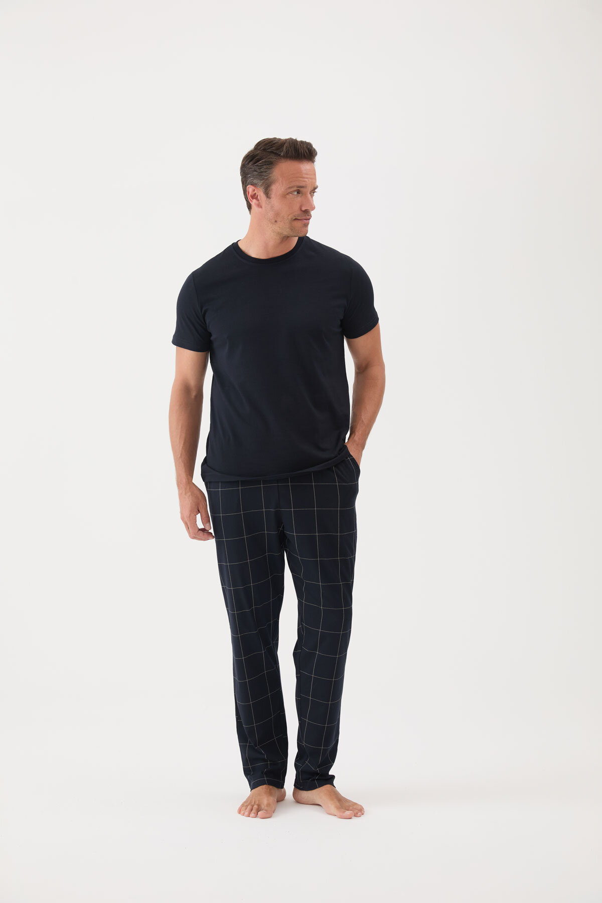 Cottons & Clouds Loose Fit Kısa Kollu Erkek Pijama Takımı CC9578 Lacivert