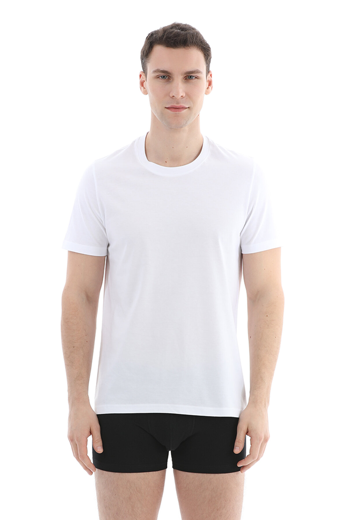 Cottons & Clouds Erkek İkili Bisiklet Yaka Kısa Kollu Fanila CC9638 Beyaz/beyaz