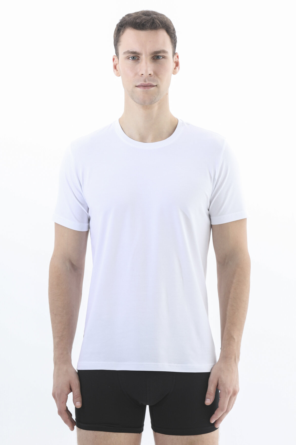 Cottons & Clouds Erkek Cottons&Clouds İkili Bisiklet Yaka Kısa Kollu Fanila CC9675 Beyaz/beyaz