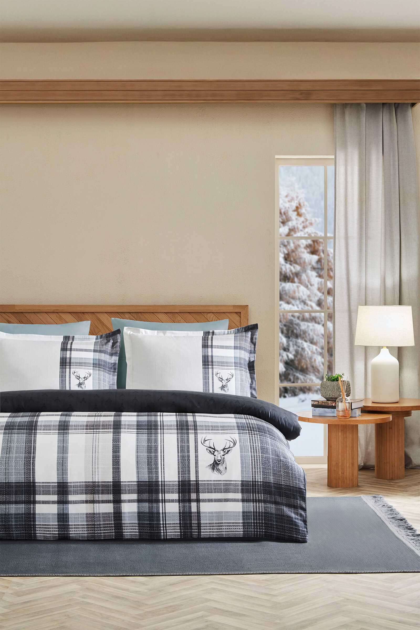 Cottons & Clouds Velvet Winter Lastikli Çarşaf King Size Saten Nevresim Takımı