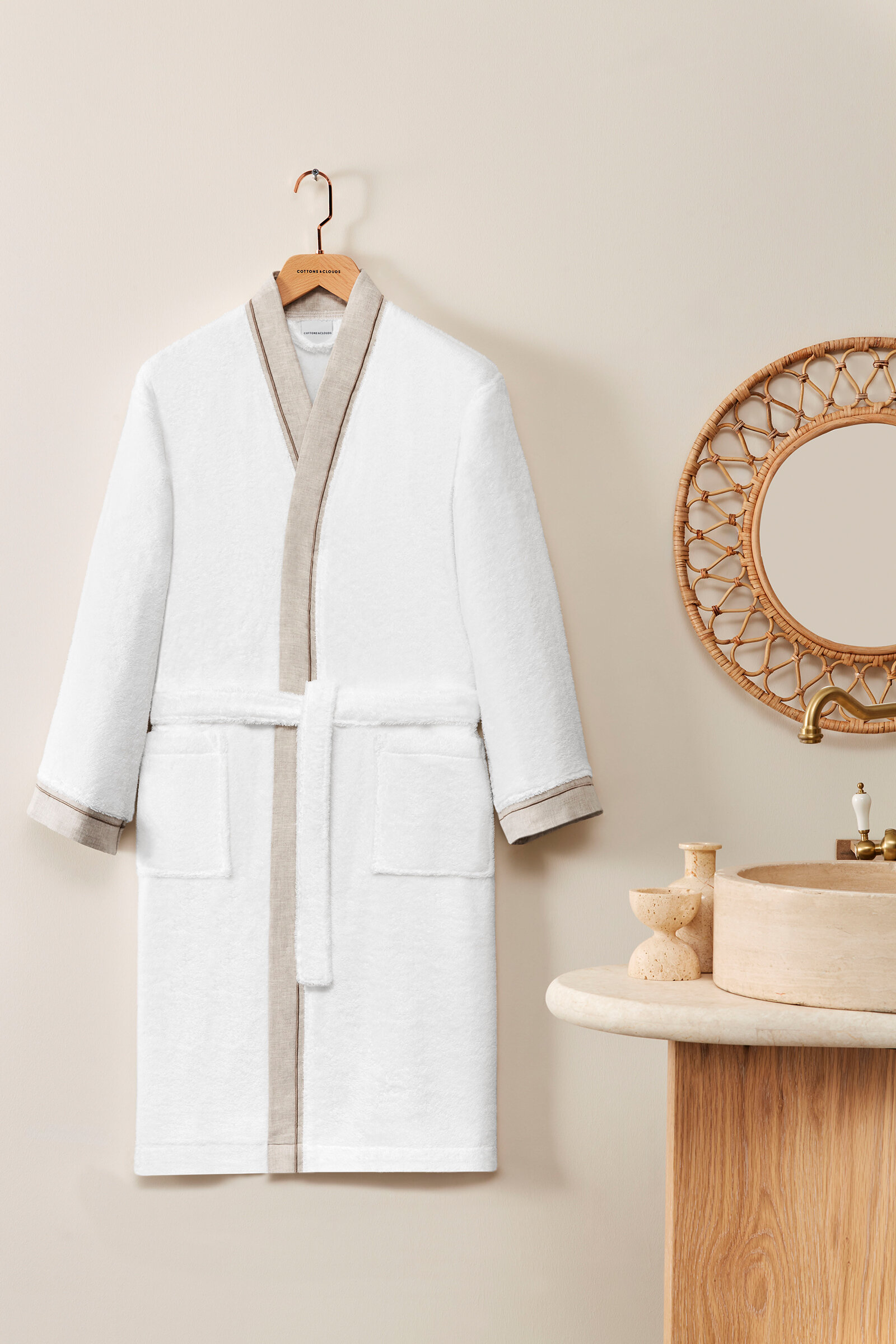 Cottons & Clouds Linen Nakışlı Kimono Bornoz