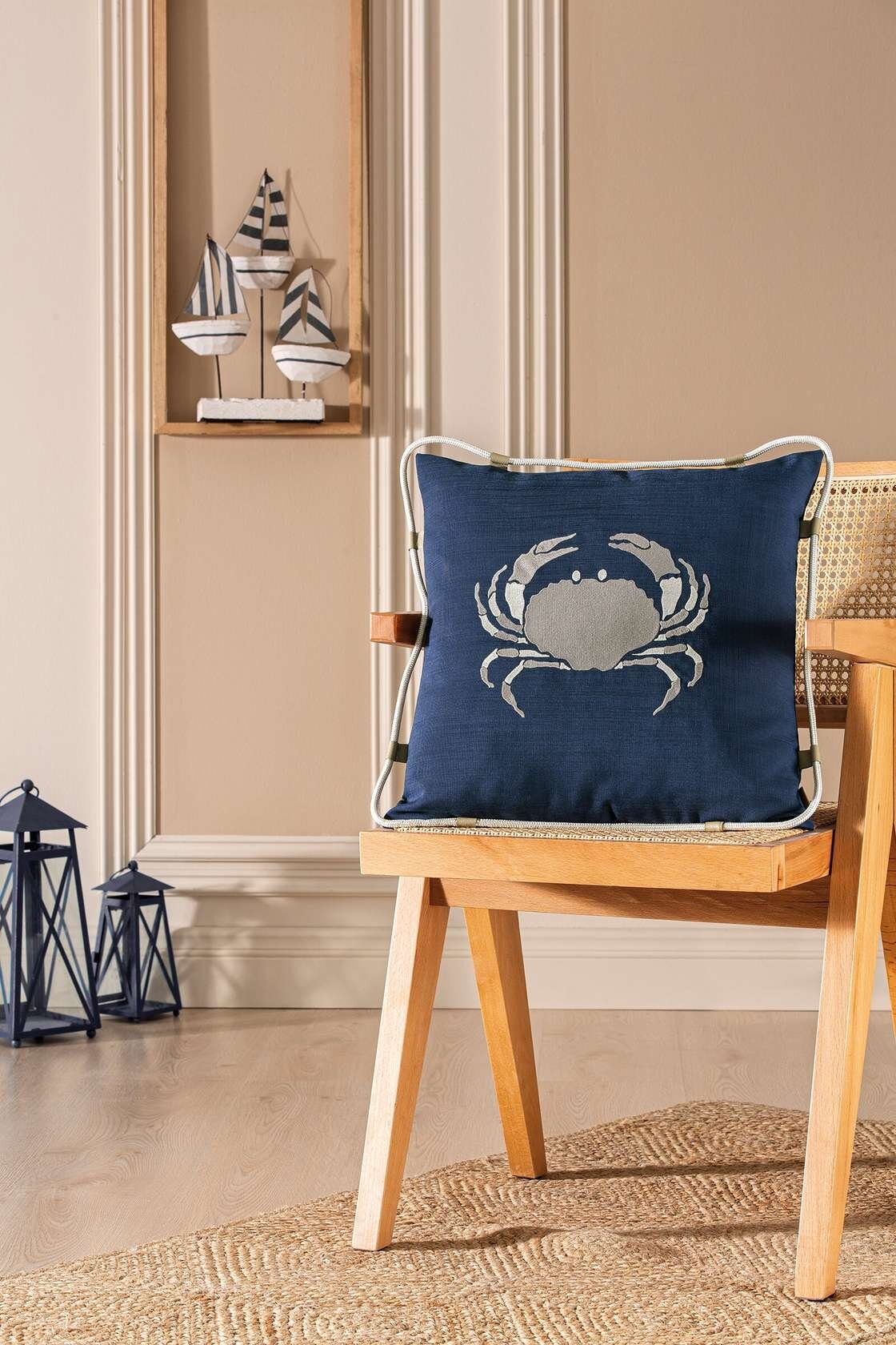 Cottons & Clouds Marine Rope Crab Kırlent 43 x 43 cm Lacivert