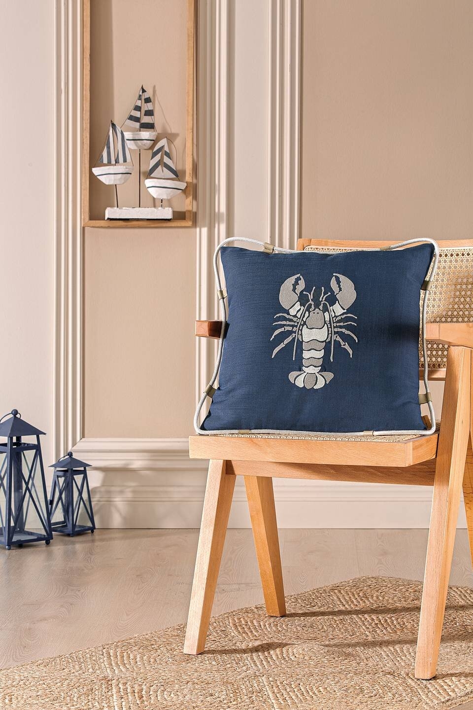Cottons & Clouds Marine Rope Lobster Kırlent 43 x 43 cm Lacivert