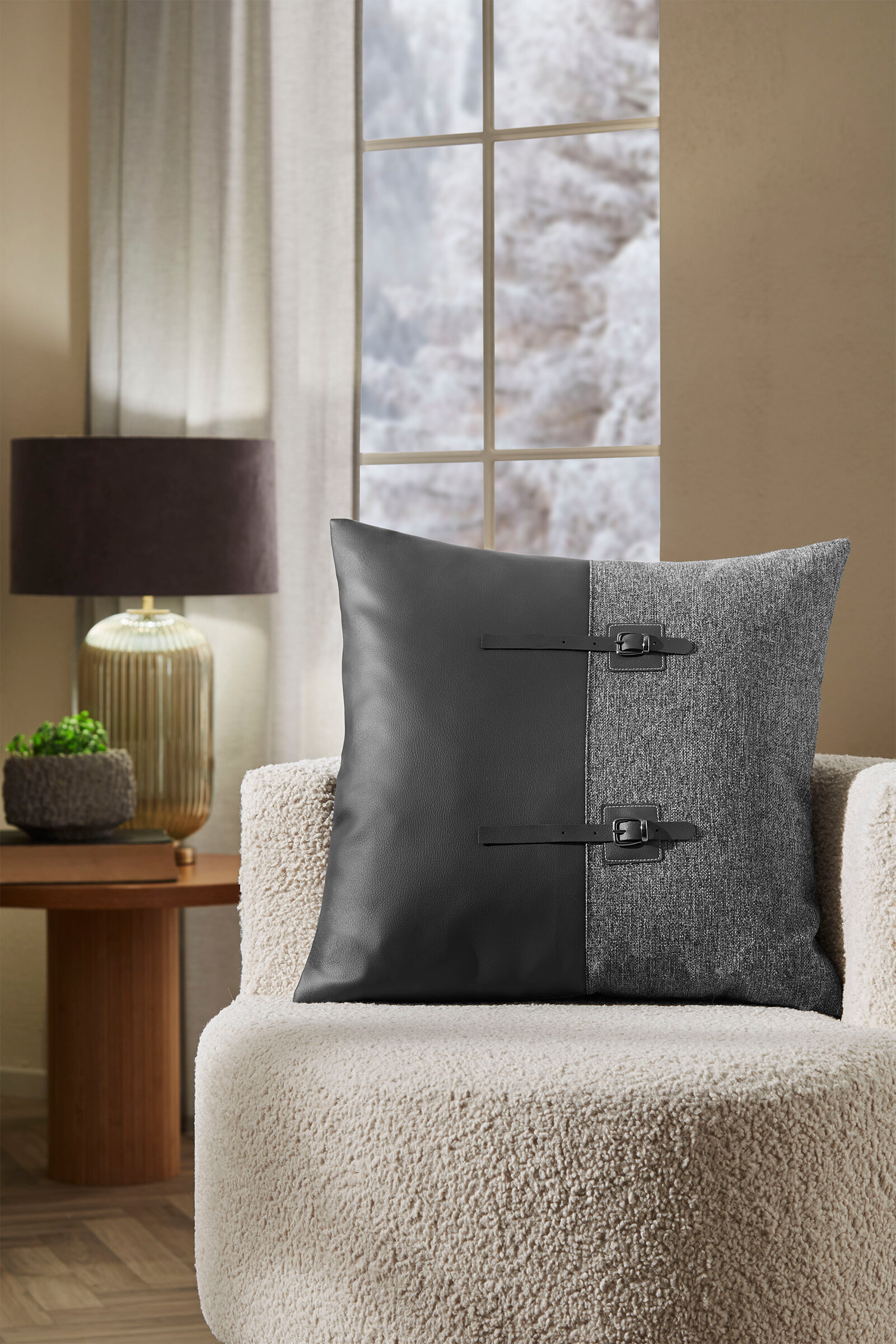 Cottons & Clouds Soft Grey Kırlent 43 x 43 cm Gri